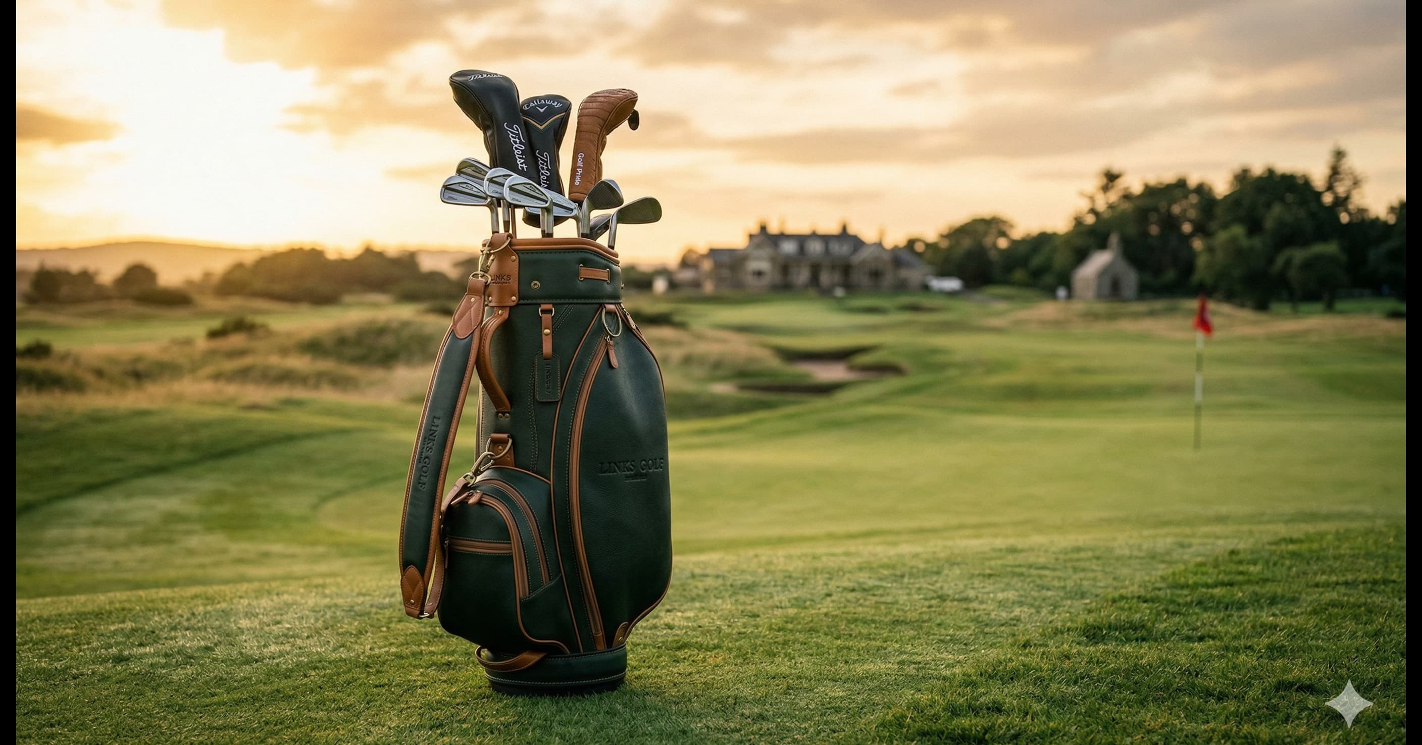 Golf course at sunset