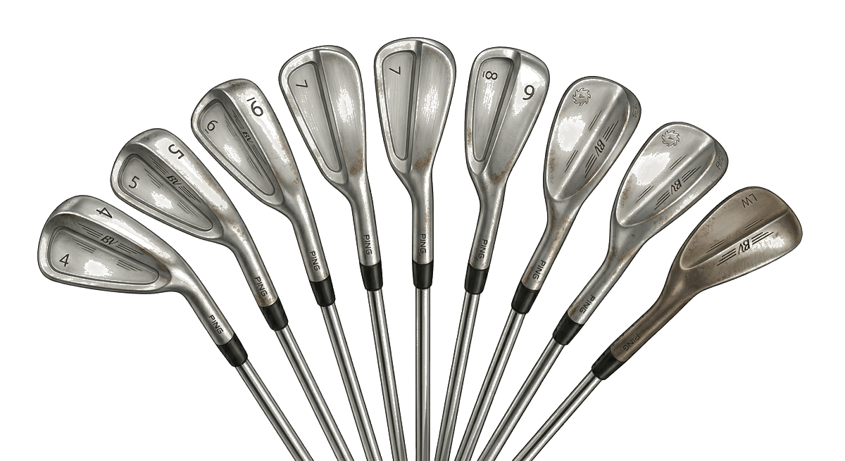 PING irons & wedges full set fanned out