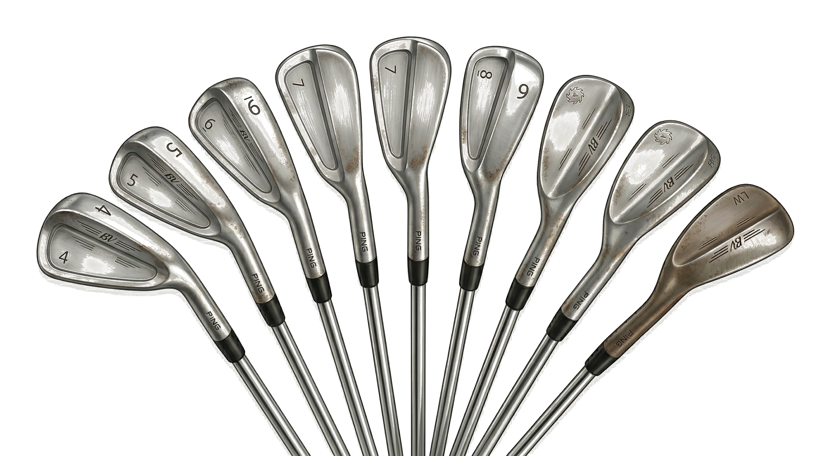 PING irons full set fanned out